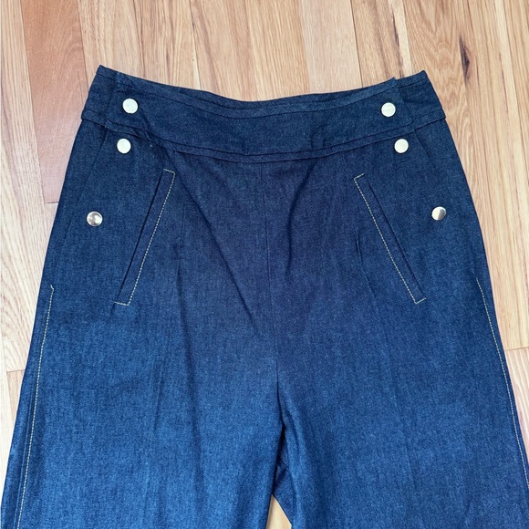 Anna Mason London Denim Flare pants, culotte style size 10, like new - Picture 3 of 9